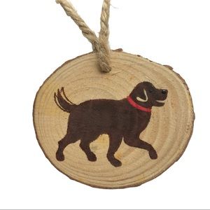 Chocolate Lab Hand Painted Wood Slice Ornament NEW Handmade